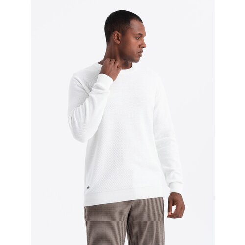 Ombre Men&amp;#039;s RELAXED FIT knit sweater in diamond weave - broken white Slike
