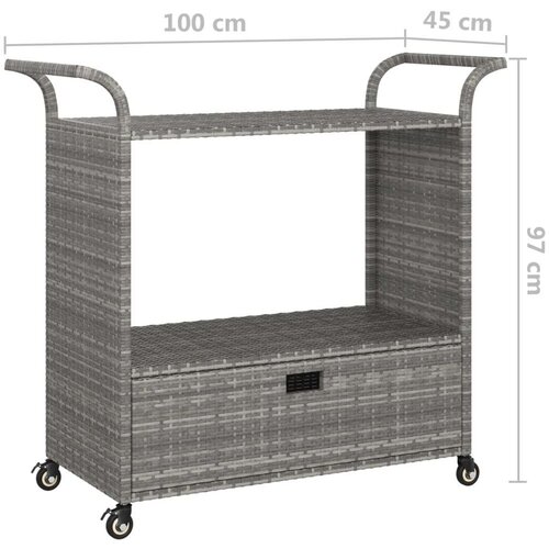 VidaXL Barska kolica s ladicom siva 100 x 45 x 97 cm od poliratana Slike