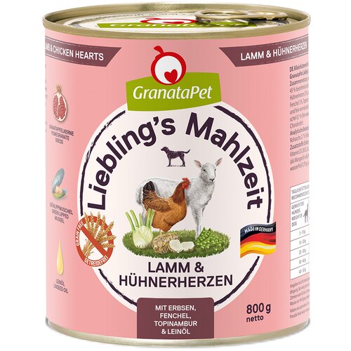 Granatapet Liebling's Mahlzeit 6 x 800 g - Janjetina i pileća srca Cijene