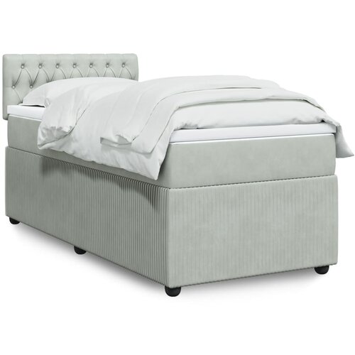 VidaXL Box spring krevet s madracem svjetlosivi 80 x 200 cm bar&amp;scaron;unasti Slike