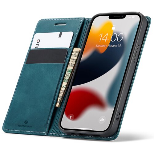 Spacecase OVITEK DENARNICA ZA IPHONE 13 MINI MODER USNJEN OVITEK, (21962341) Cene