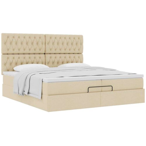  Otomanski okvir kreveta s madracima krem 200x200cm od tkanine Cene