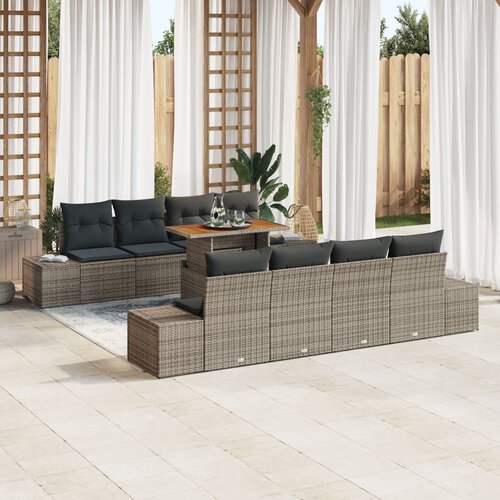 VidaXL 7-dijelni set vrtnih sofa s jastučićima siva poli ratan Slike