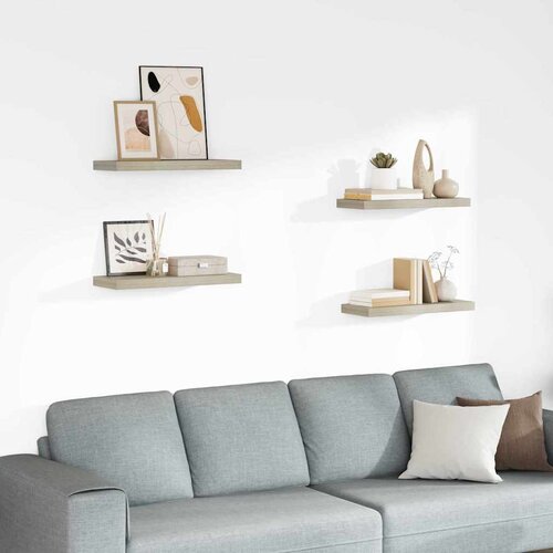  Plutajuće zidne police 4 kom boja hrasta 60 x 23,5 x 3,8 cm MDF Slike