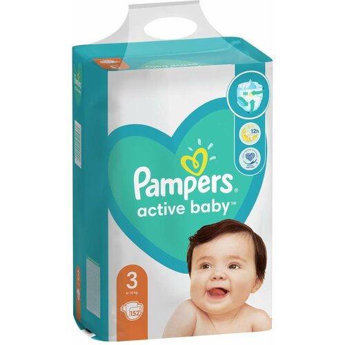 Pampers active baby pelene, mega box, veličina 3, midi, 152 komada Slike