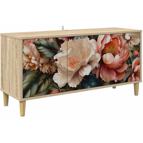 vidaXL TV ormar BORNE 102 x 33 x 50 cm Sonoma Konstruirano drvo - Print lagane peonije Cijene