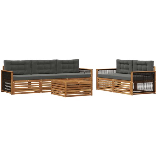  Set vanjskih sofa 6 kom. Prirodna i antracit Slike