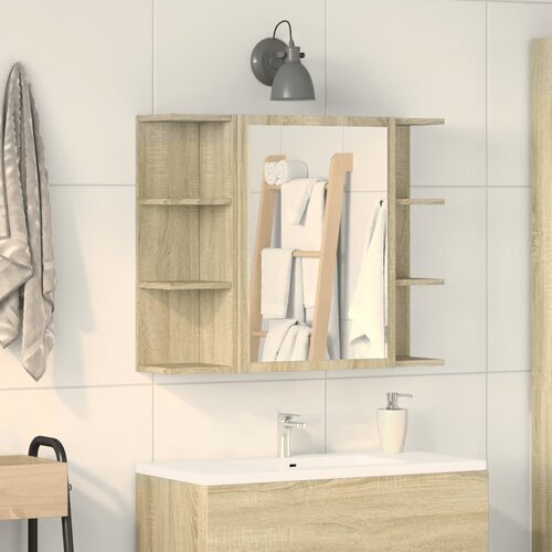 vidaXL Kopalniška omarica z ogledalom sonoma hrast 80x20,5x64 cm Cene