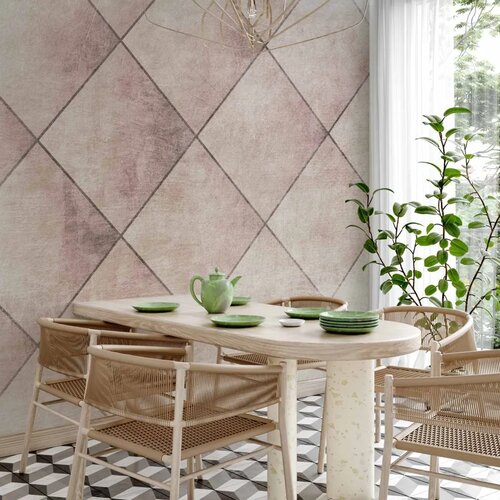  Foto tapeta - Perfect cuts - geometric symmetrical tiled pattern with pattern 350x256 Vodootporna Slike