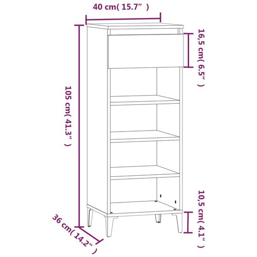  Stalak za cipele crni 40 x 36 x 105 cm od konstruiranog drva Slike