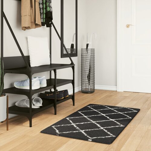 vidaXL Košata preproga moderna črna in krem 60x110 cm Cene