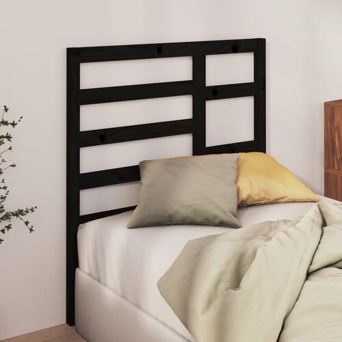  Uzglavlje za krevet crno 96 x 4 x 104 cm od masivne borovine Slike