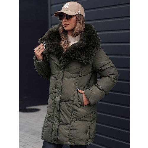 DStreet Women's winter jacket MORISIO long quilted with hood green Cene