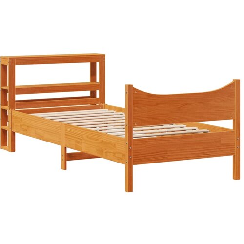 Maison Chic Posteljni okvir - Enojna postelja - Postelja za odrasle z vzglavjem vo&amp;scaron;čeno rjava 75x190 cm borovina, (21696176) Slike