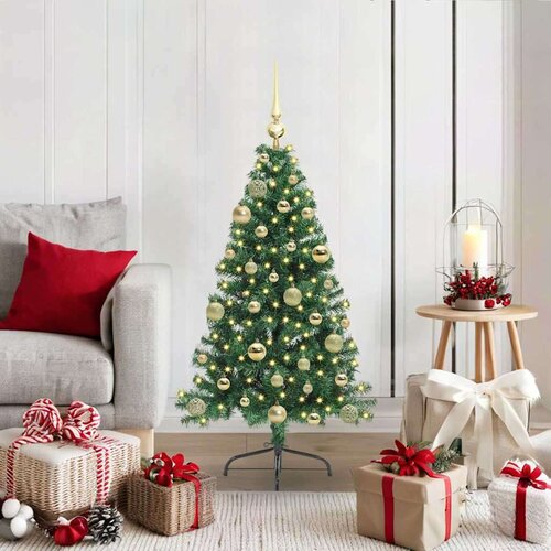 vidaXL Umjetna preddekorirana božićna jelka Zelena 120 cm PVC Cene