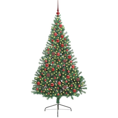 VidaXL Umjetno predsvijetljeno božićno drvce Zelena 180 cm PVC Slike
