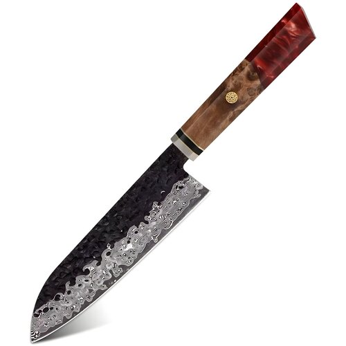  Damastni kuhinjski nož AI-37354 - Santoku / Crvena KP37354 Cene