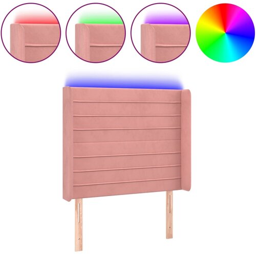 Maison Chic led posteljno vzglavje - vzglavna omarica - nočna omarica roza 103x16x118/128 cm žamet, (21707390) Slike