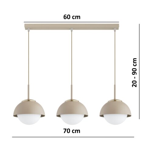  Brilagi - Visilica na sajli 3xE27/60W/230V bež/zlatan Slike