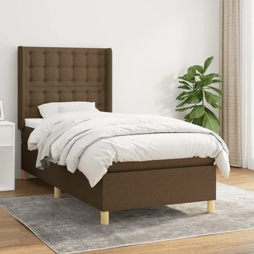  Box spring postelja z vzmetnico temno rjava 90x200 cm blago, (20900575)