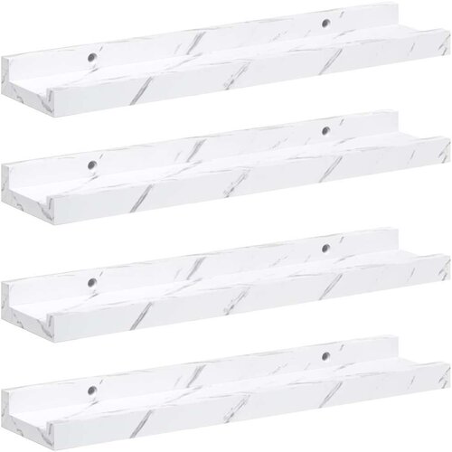  Polica na zidu s policom 4 pcs Bijeli mramor 40 x 9 x 3 cm Slike