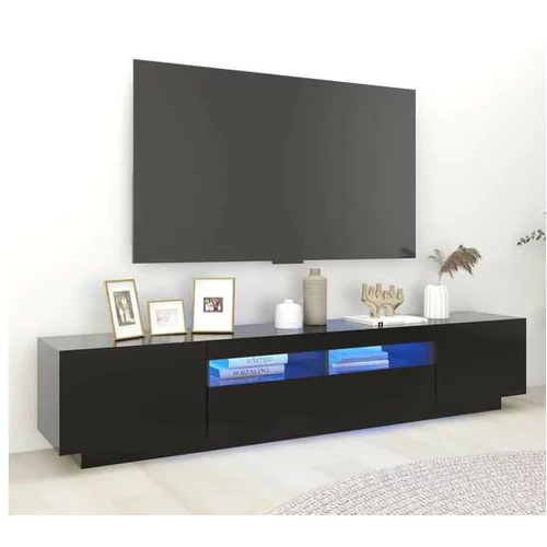  TV omarica z LED lučkami črna 200x35x40 cm