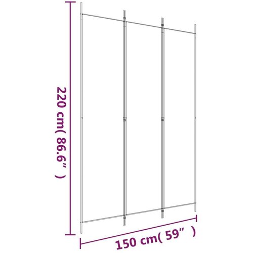  Sobna pregrada s 3 panela bijela 150 x 220 cm od tkanine Slike