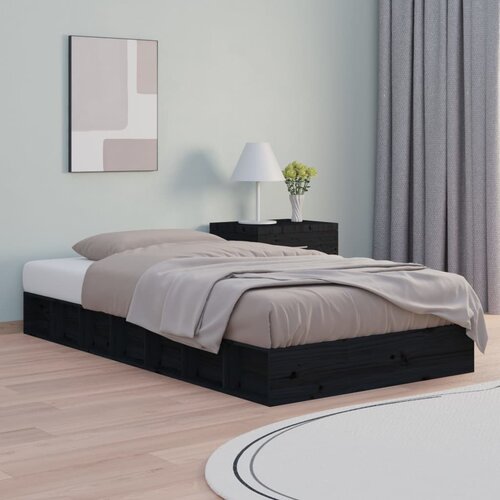 VidaXL Posteljni okvir črn 140x190 cm trden les Slike