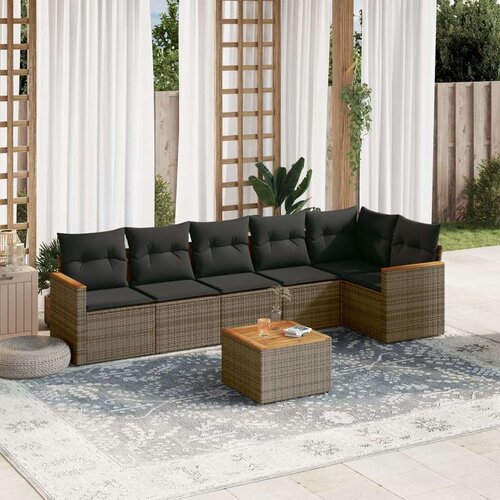  7-dijelni set vrtnih sofa sivi od poliratana Slike