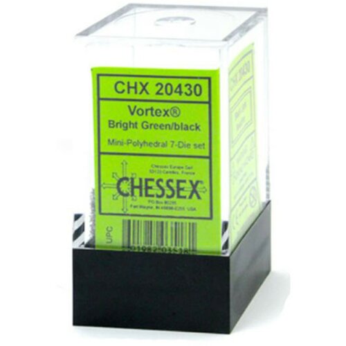 Chessex kockice - vortex - mini polyhedral - bright green & black (7) Cene