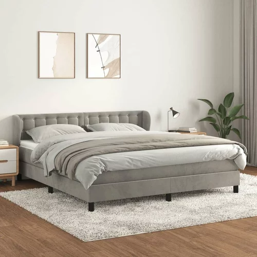  Box spring postelja z vzmetnico svetlo siva 160x200 cm žamet, (20846644)