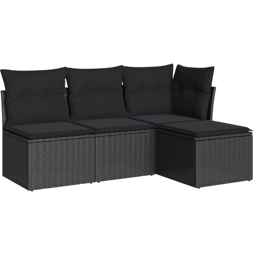 Maison Chic Seti vrtnega pohi&amp;scaron;tva - Vrtna garnitura - Vrtni pohi&amp;scaron;tvo set 4-delna z blazinami črna poli ratan, (21817085) Slike
