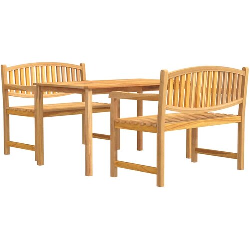  3-dijelni vrtni blagovaonski set od masivne tikovine Smeđa Dužina stola 140 cm Slike