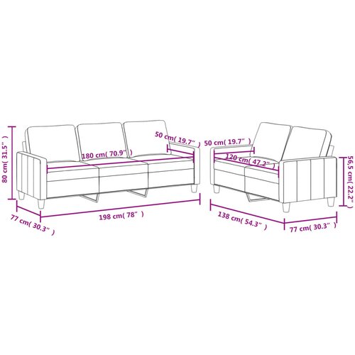 2-dijelni set sofa s jastucima krem od umjetne kože Slike