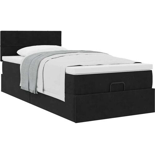 VidaXL otomanski okvir kreveta s madraca crni 90x200cm bar&amp;scaron;unasti Slike