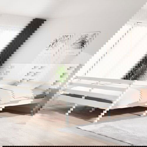 The Living Store Posteljni okvir bel iz borovine 200x200 cm - Posteljni Okvir, (21527377) Slike