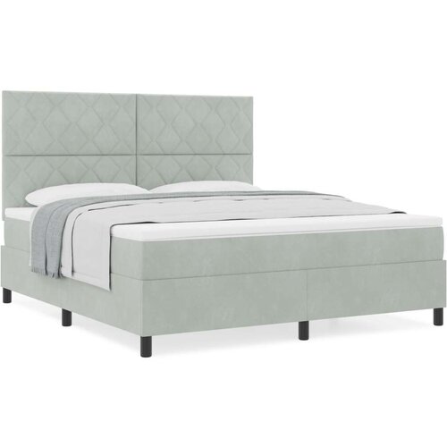 VidaXL Kraljevski Super Box Spring Krevet s Madracem Svijetlosiva Bar&amp;scaron;un Slike