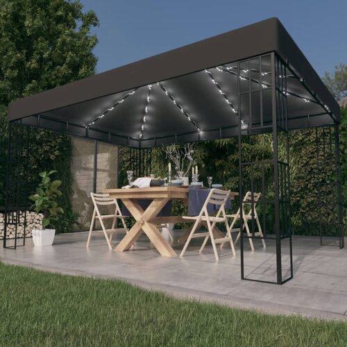 VidaXL Paviljon z LED lučkami 3x4 m antraciten Slike