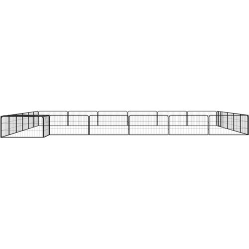  Ograda za pse s 24 panela crna 100 x 50 cm čelik obložen prahom Slike