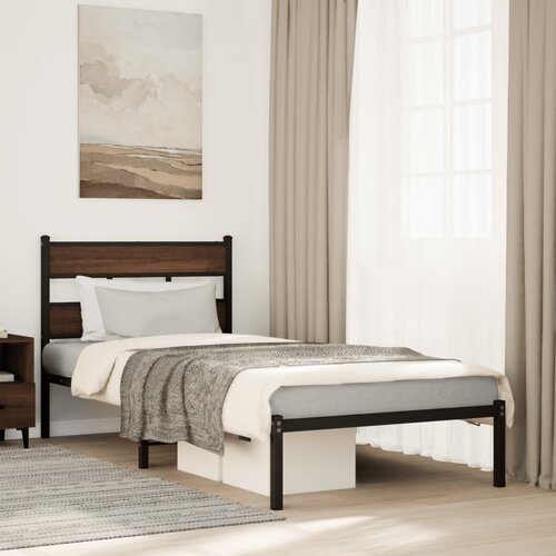 VidaXL Okvir kreveta bez madraca s uzglavljem boja hrasta 90x200 cm Slike