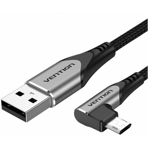 Vention usb 2.0 to micro-b right angle cable 1.5M gray aluminum alloy type(reversible design) Slike