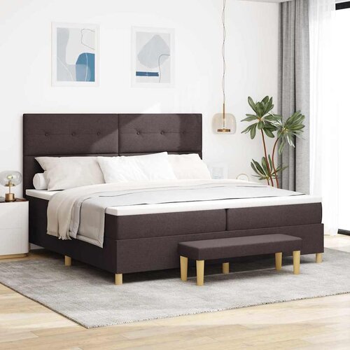 Krevet s opruga kutije Tamno smeđa 200 x 200 cm tkanina Cijene