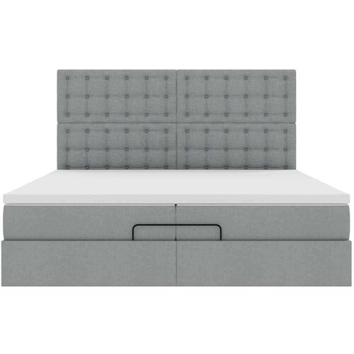 VidaXL okvir kreveta s madracima svijetlosivi 200x200cm od tkanine Slike