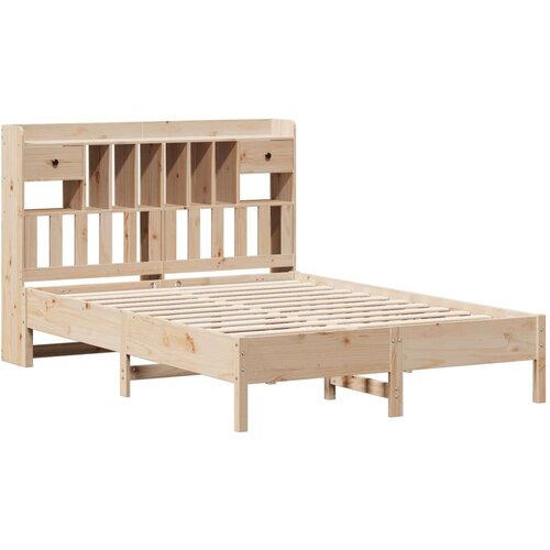 VidaXL Krevet s regalom za knjige bez madraca 135x190 cm od borovine Slike