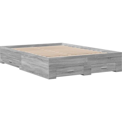 VidaXL Okvir za krevet s ladicama boja sivog hrasta 120x190 cm drveni Slike