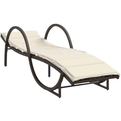 Maison Chic Ležalnik - Sončna ležalnik z blazino rjav 60x199x42 cm poli ratan, (22043146) Slike