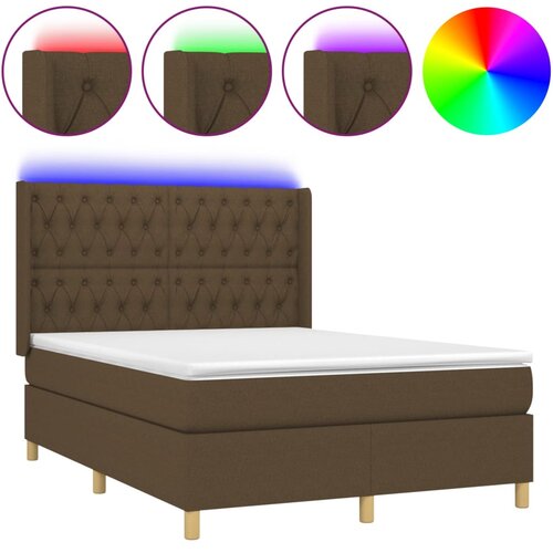  Krevet box spring s madracem LED tamnosmeđi 140x190 cm tkanina Slike