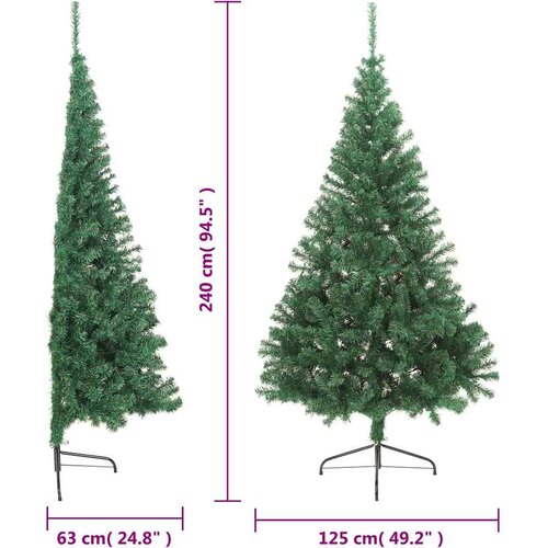  Umjetna polovica božićnog drvca sa stalkom zelena 240 cm PVC Slike