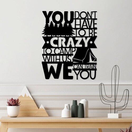 Wallity Zidna dekoracija Camp With Us, 56 x 70 cm, Crna Cene