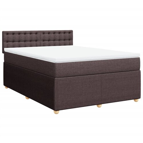 vidaXL Box spring postelja z vzmetnico temno rjava 160x200 cm blago, (21309743) Cene